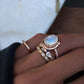 14kt gold and diamond oval bezel moonstone ring - Luna Skye