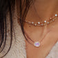 14kt gold white topaz bezel necklace - Luna Skye