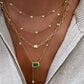 14kt gold emerald bezel necklace