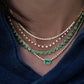 14kt gold and diamond emerald bezel necklace