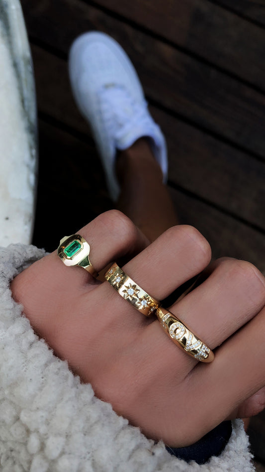 14kt gold and diamond love dome ring