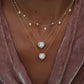 14kt gold and diamond white opal heart necklace - Luna Skye