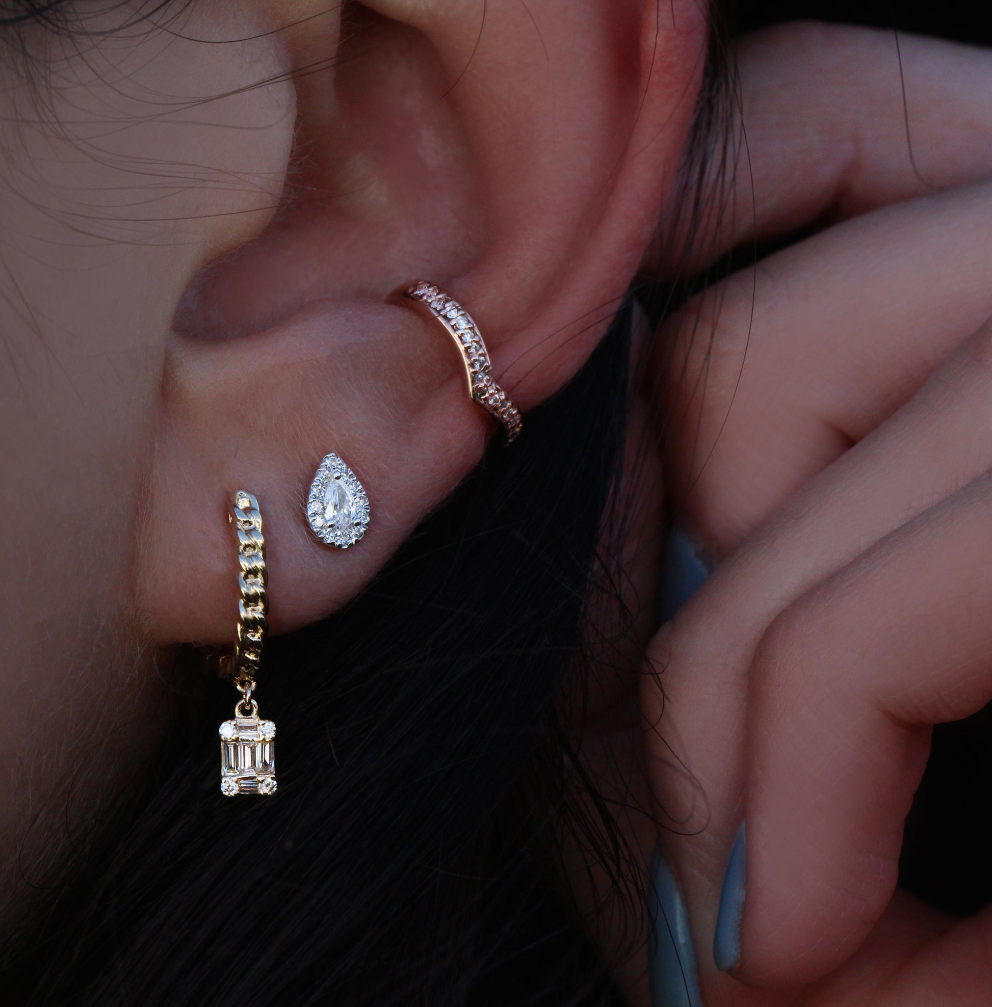 14kt gold and diamond mini teardrop studs - Luna Skye