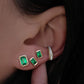 14kt gold and diamond emerald cut emerald stud