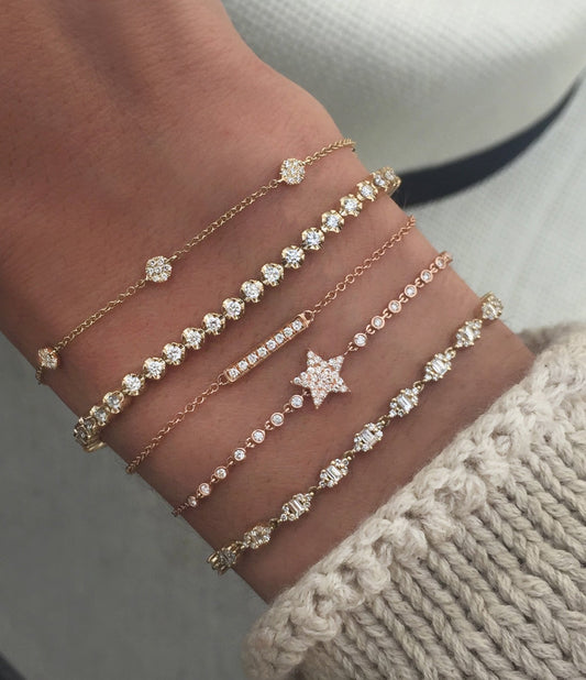 14kt gold and diamond star bezel bracelet - Luna Skye