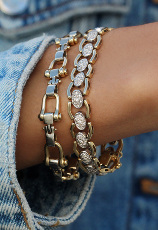14kt gold and diamond vintage chain link bracelet