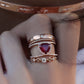 14kt gold and diamond Petite Triangle Double Band Ruby ring - Luna Skye