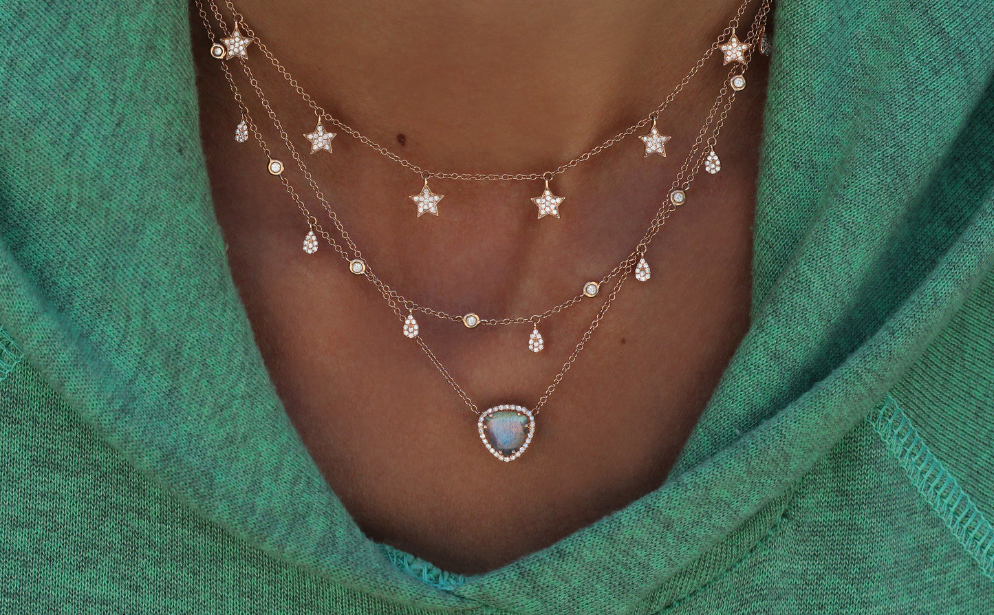 14kt gold mini teardrop diamond drip choker necklace - Luna Skye