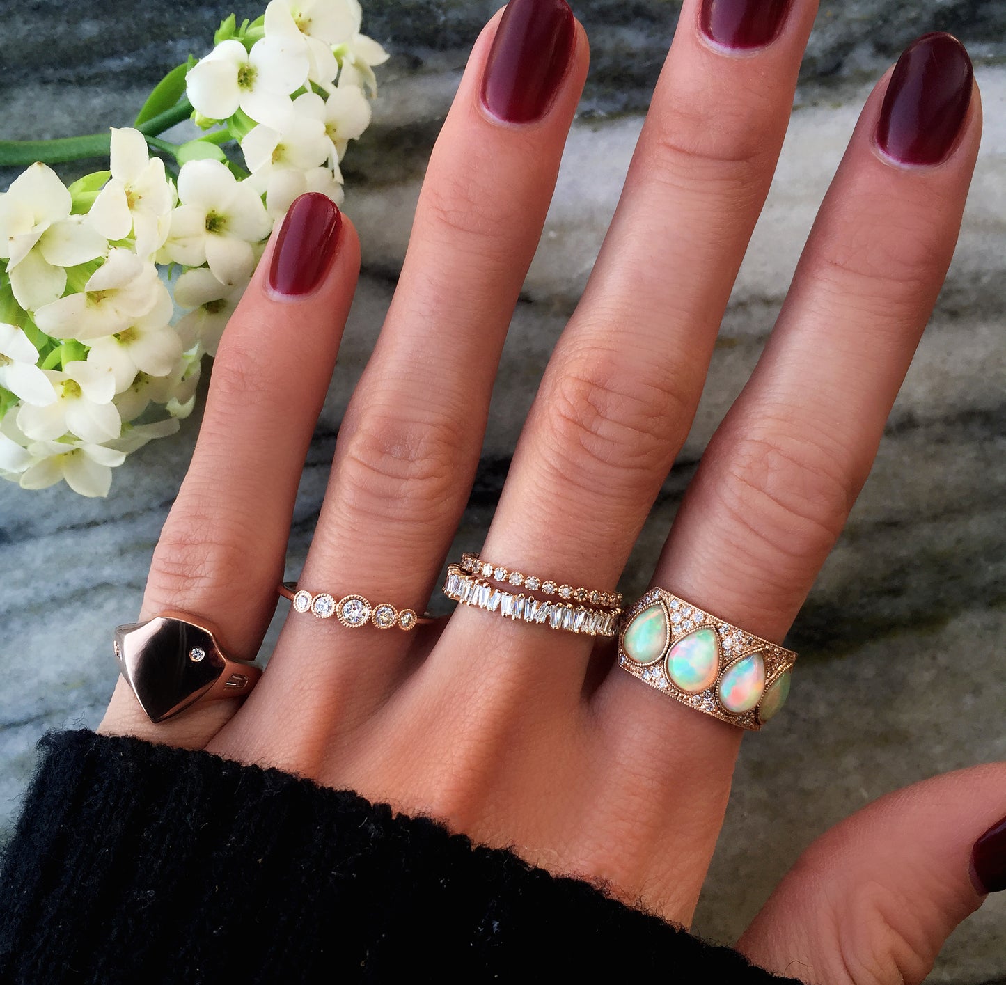 14kt gold jagged baguette diamond ring - Luna Skye