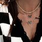 14kt gold and diamond tourmaline butterfly necklace