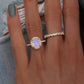 14kt gold and diamond solitaire moonstone eternity ring with halo - Luna Skye