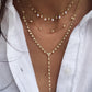 14kt gold full diamond bezel lariat necklace - Luna Skye