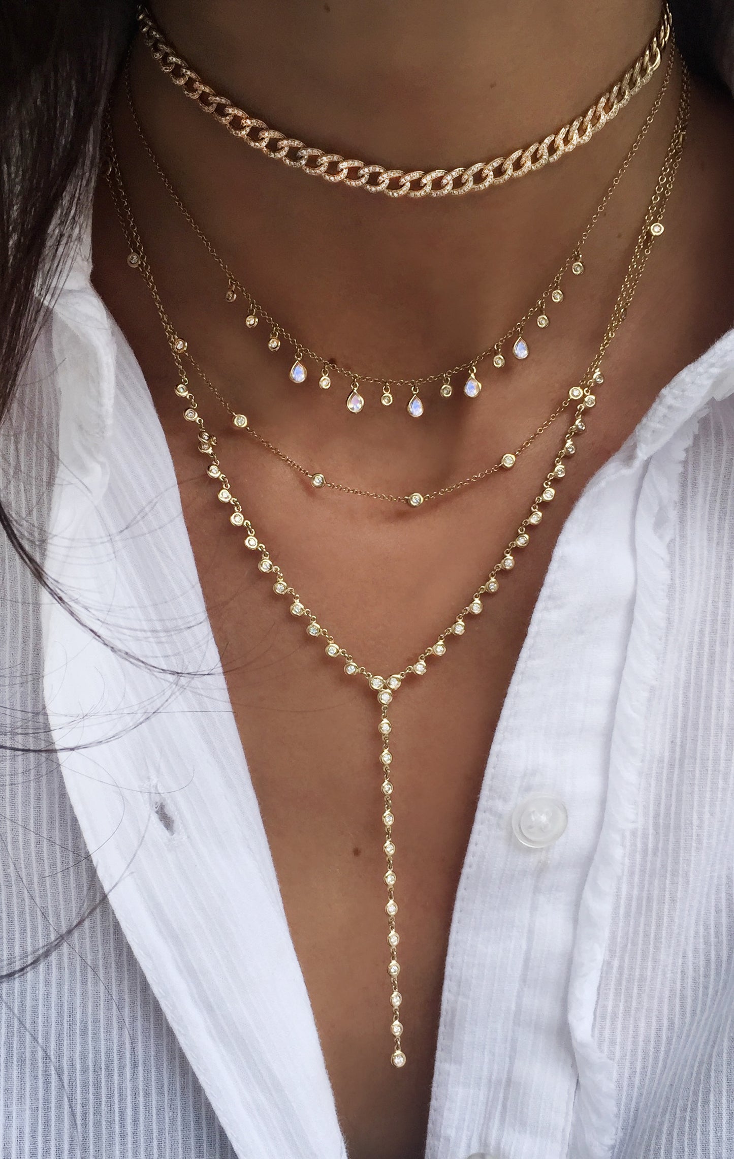 14kt gold and diamond baby chain link choker - Luna Skye