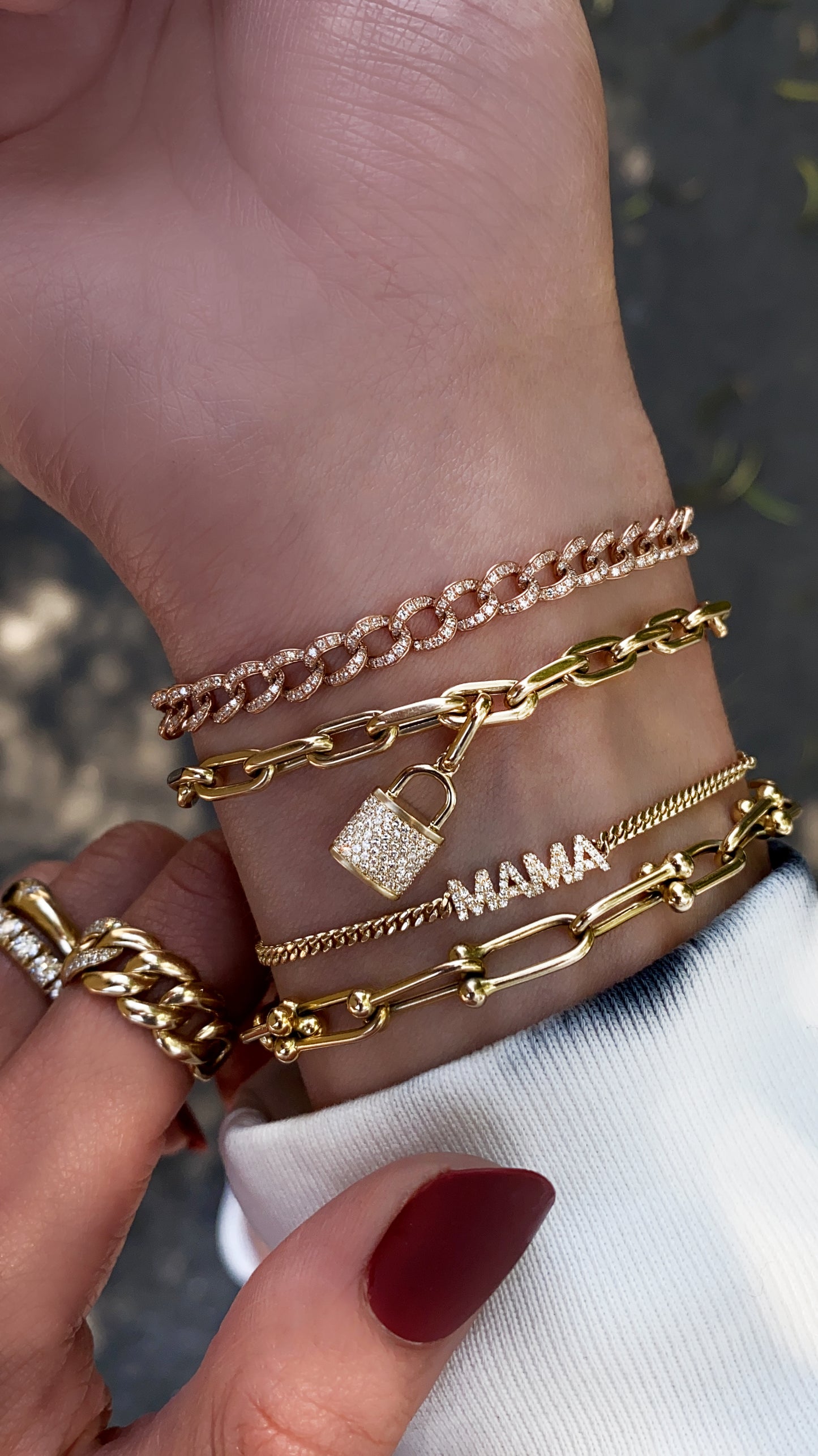 handmade solid gold link bracelet
