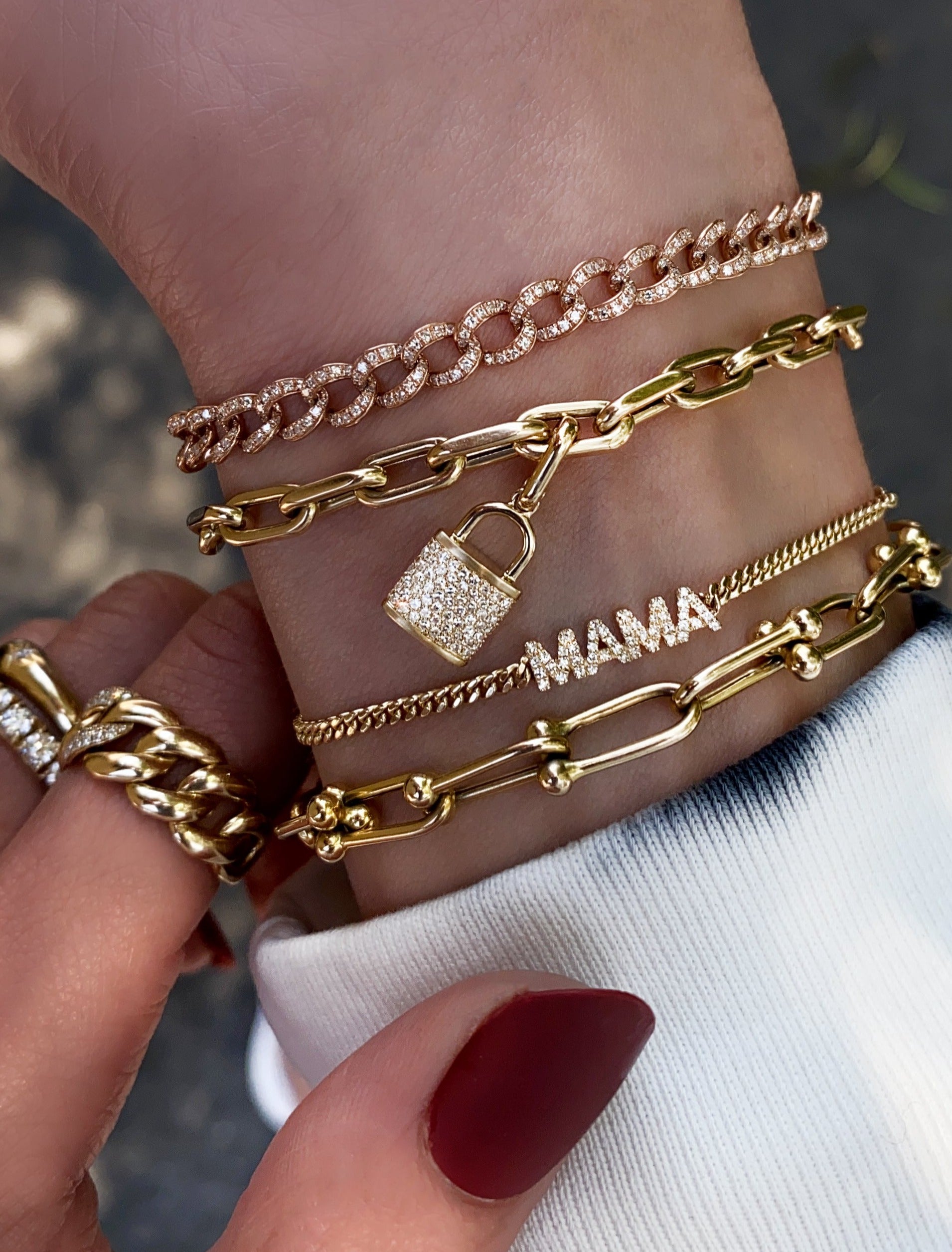 handmade solid gold link bracelet