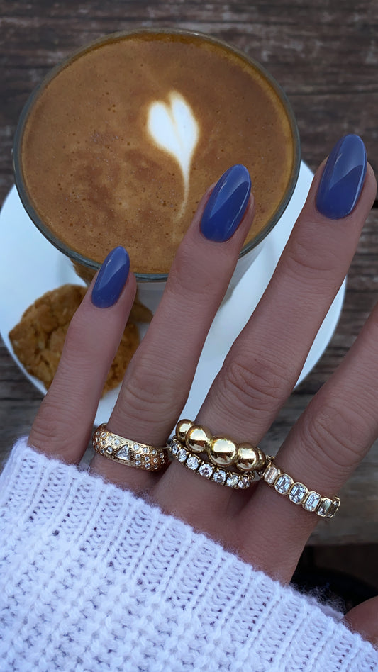 14kt gold large graduated bead ring