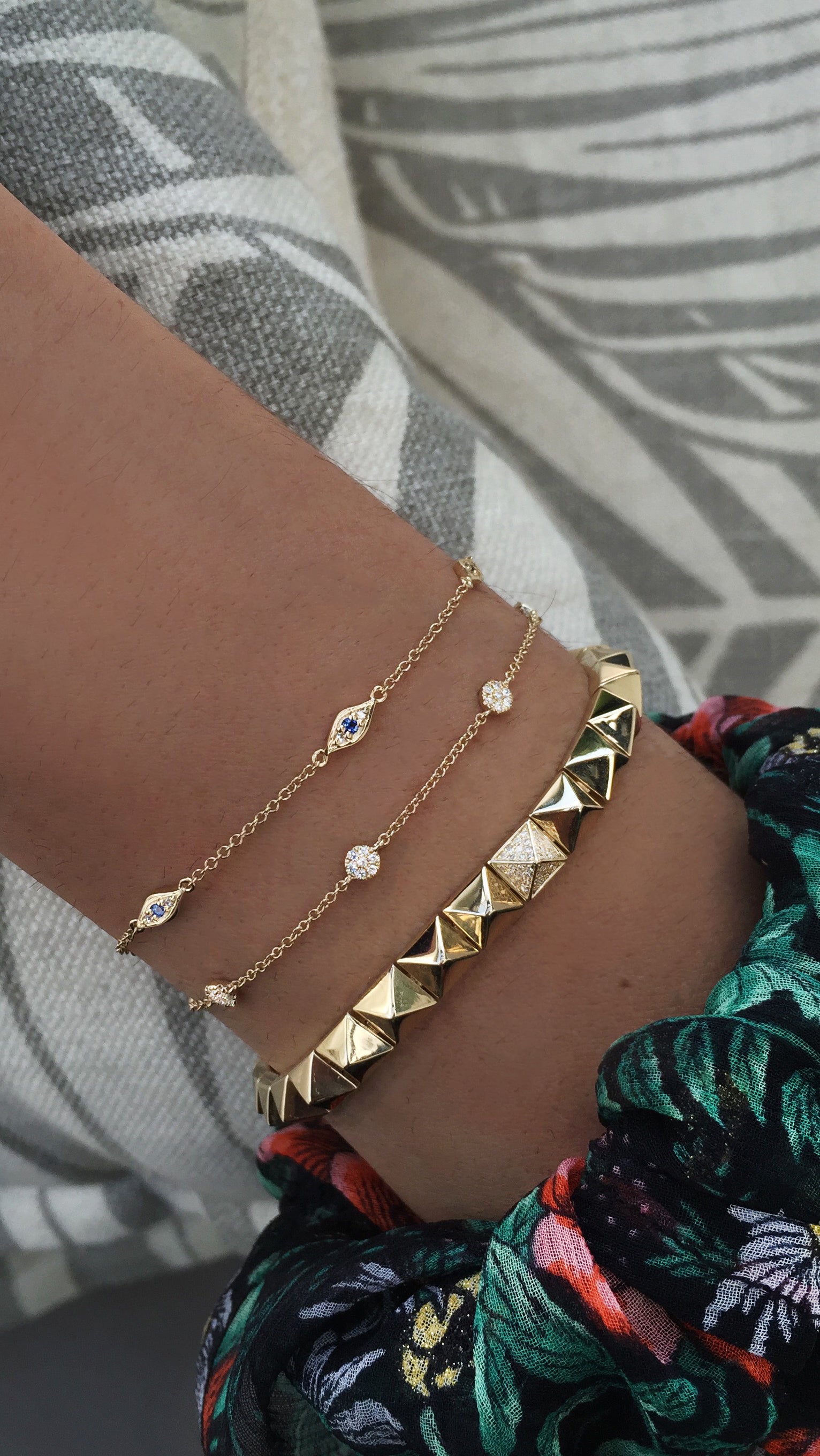 14kt gold and diamond pyramid bracelet - Luna Skye
