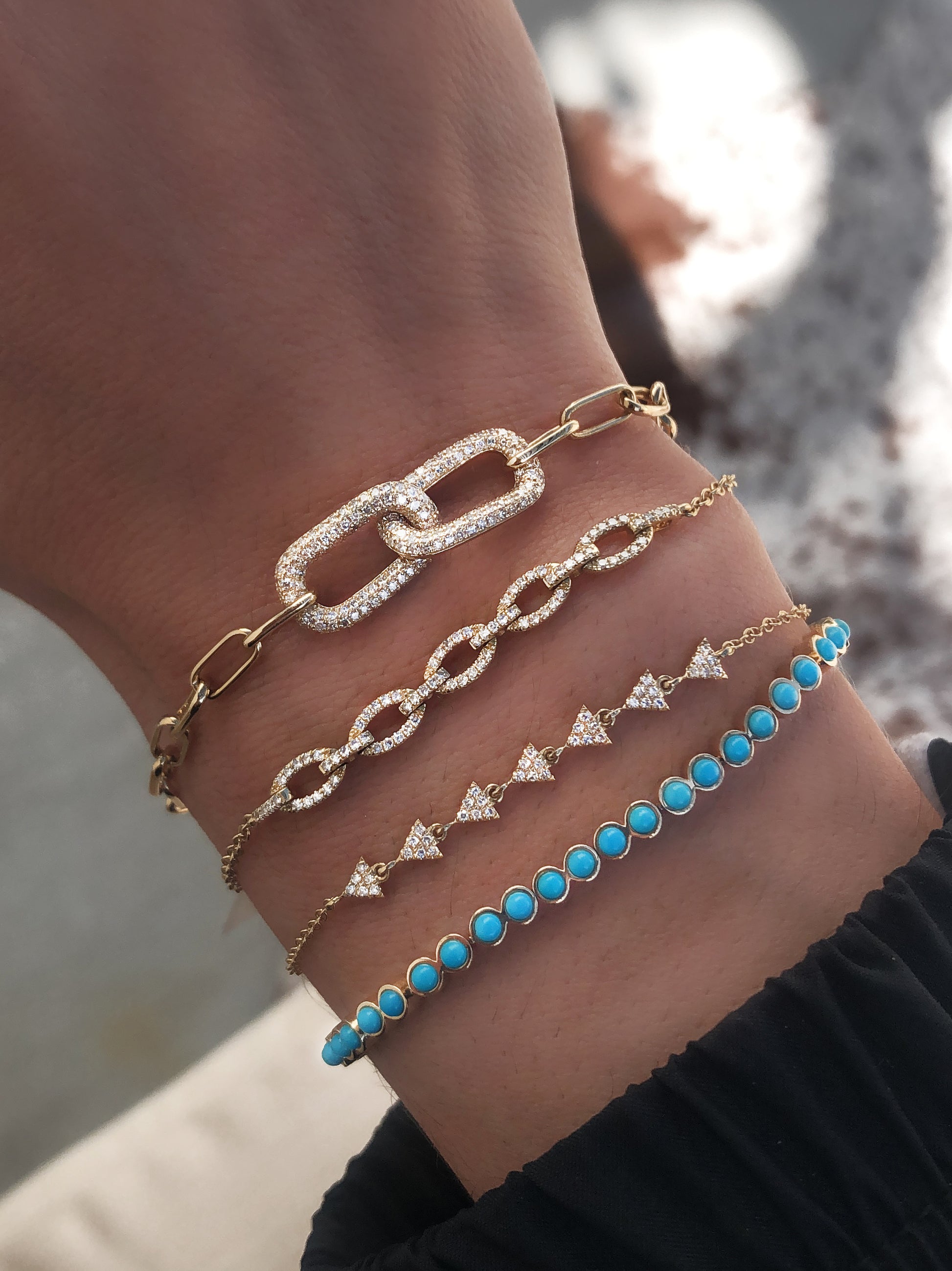 gold diamond link bracelets