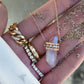 14kt gold and diamond opal quartz crystal bar necklace