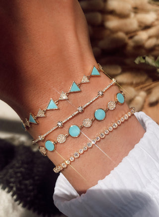 14kt gold and diamond poly bezel milgrain bracelet