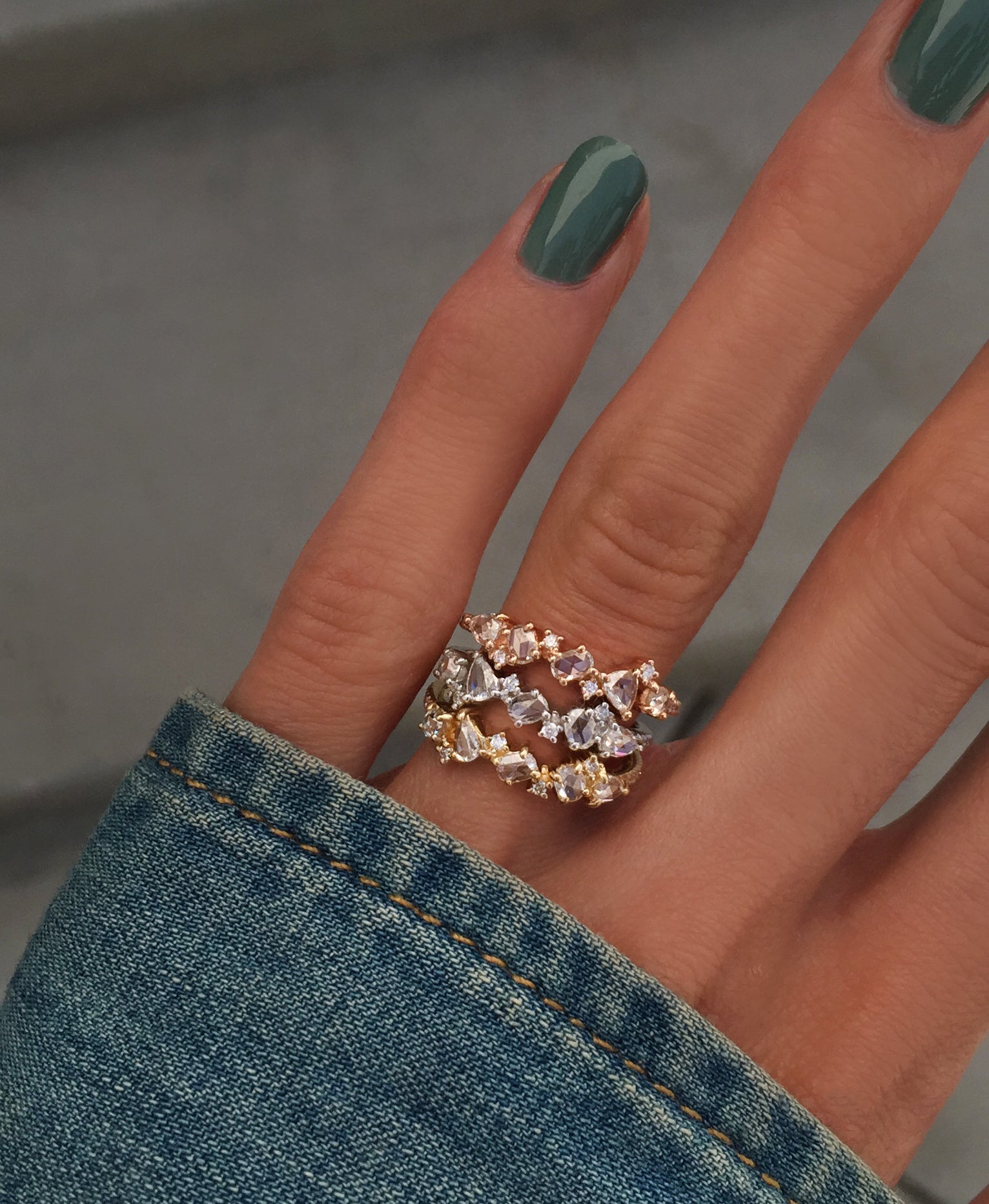 14kt gold rose cut diamond cluster ring - Luna Skye