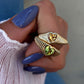 14kt gold petite citrine heart burst ring