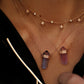 14kt gold and three diamond row amethyst crystal bar necklace - Luna Skye
