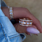 14kt gold two diamond row moonstone band