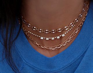 14kt gold baguette diamond row necklace - Luna Skye