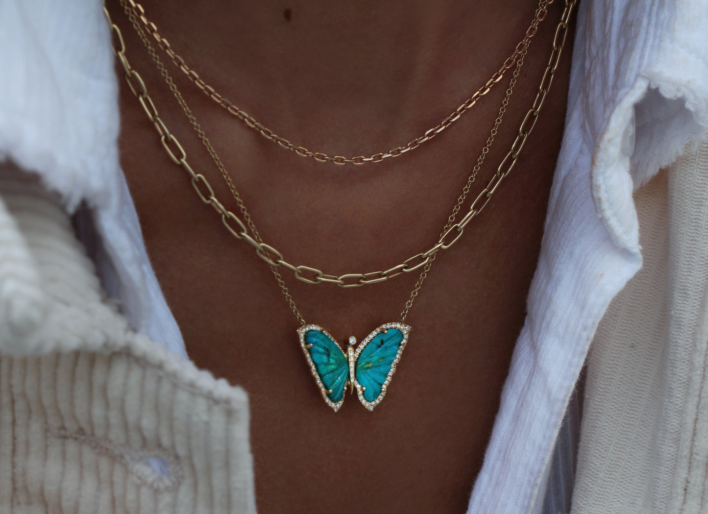 14kt gold thin paperclip chain necklace - Luna Skye