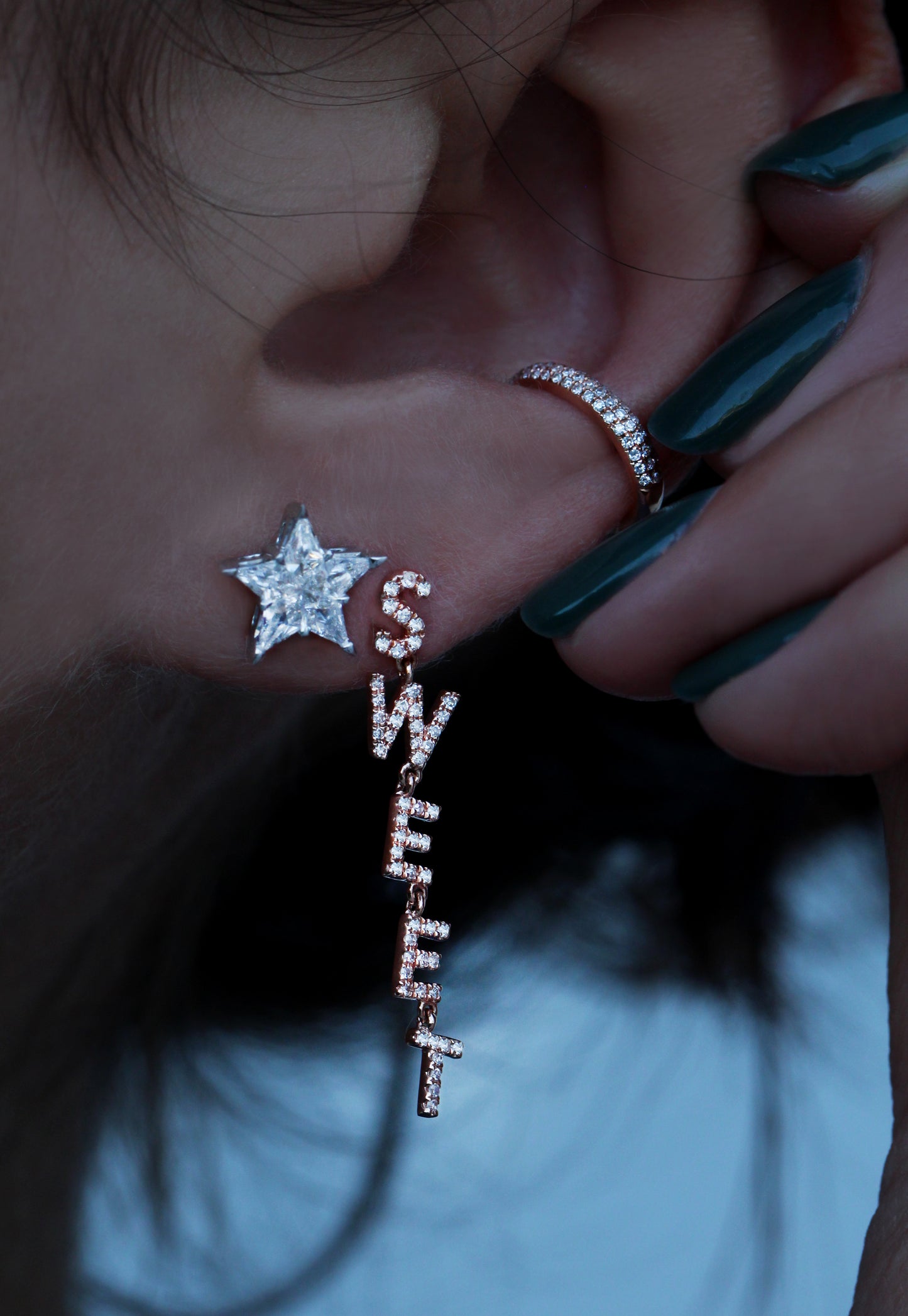 14kt gold full diamond star stud - Luna Skye