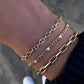 14kt gold heart diamond bezel chain bracelet