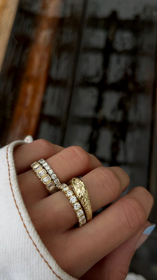 14kt gold and diamond head snake ring - Luna Skye