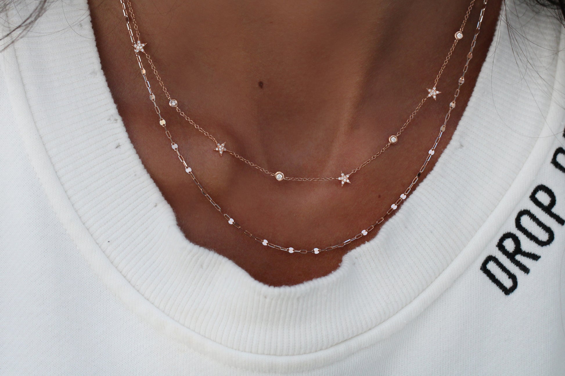 14kt gold and diamond star bezel necklace - Luna Skye