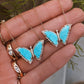 14kt gold and diamond turquoise baby butterfly necklace