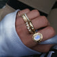 14kt gold and diamond oval bezel moonstone ring