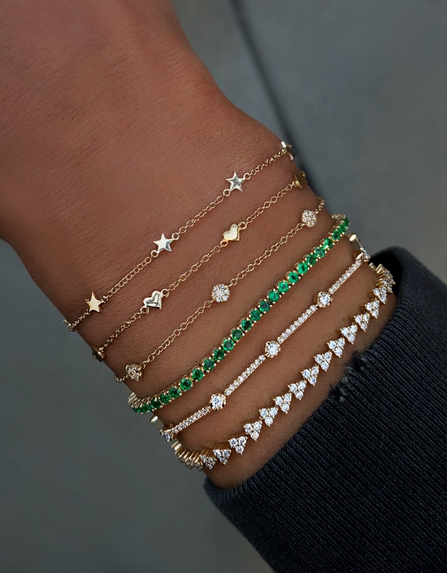 14kt gold emerald tennis bracelet