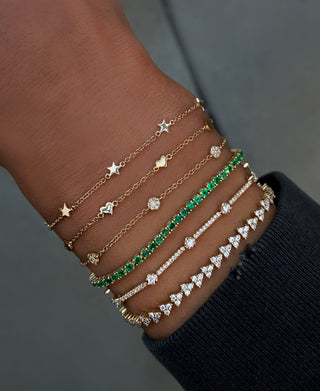 14kt gold and diamond round bezel section bracelet