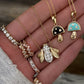 14kt gold and diamond enamel mushroom necklace