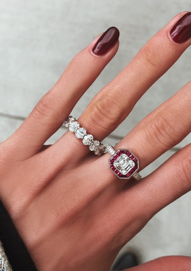 14kt gold and diamond ruby vintage deco ring - Luna Skye