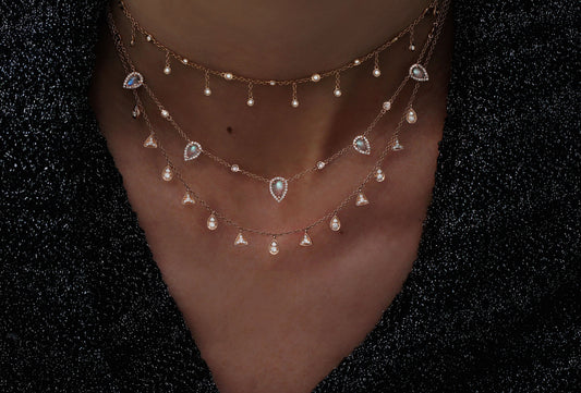 14kt gold and diamond teardrop labradorite choker necklace - Luna Skye