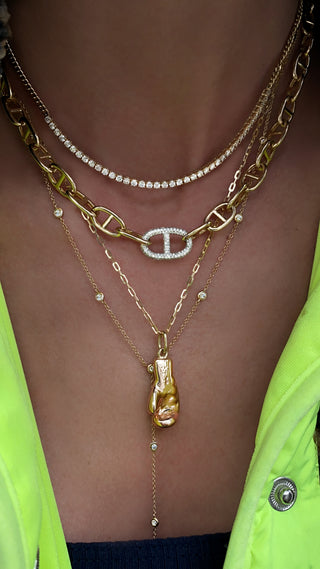14kt golden glove necklace
