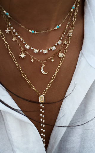 14kt gold baguette diamond row necklace - Luna Skye