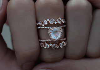 gold petite triangle double band teardrop ring