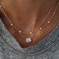 14kt gold emerald cut diamond halo necklace - Luna Skye