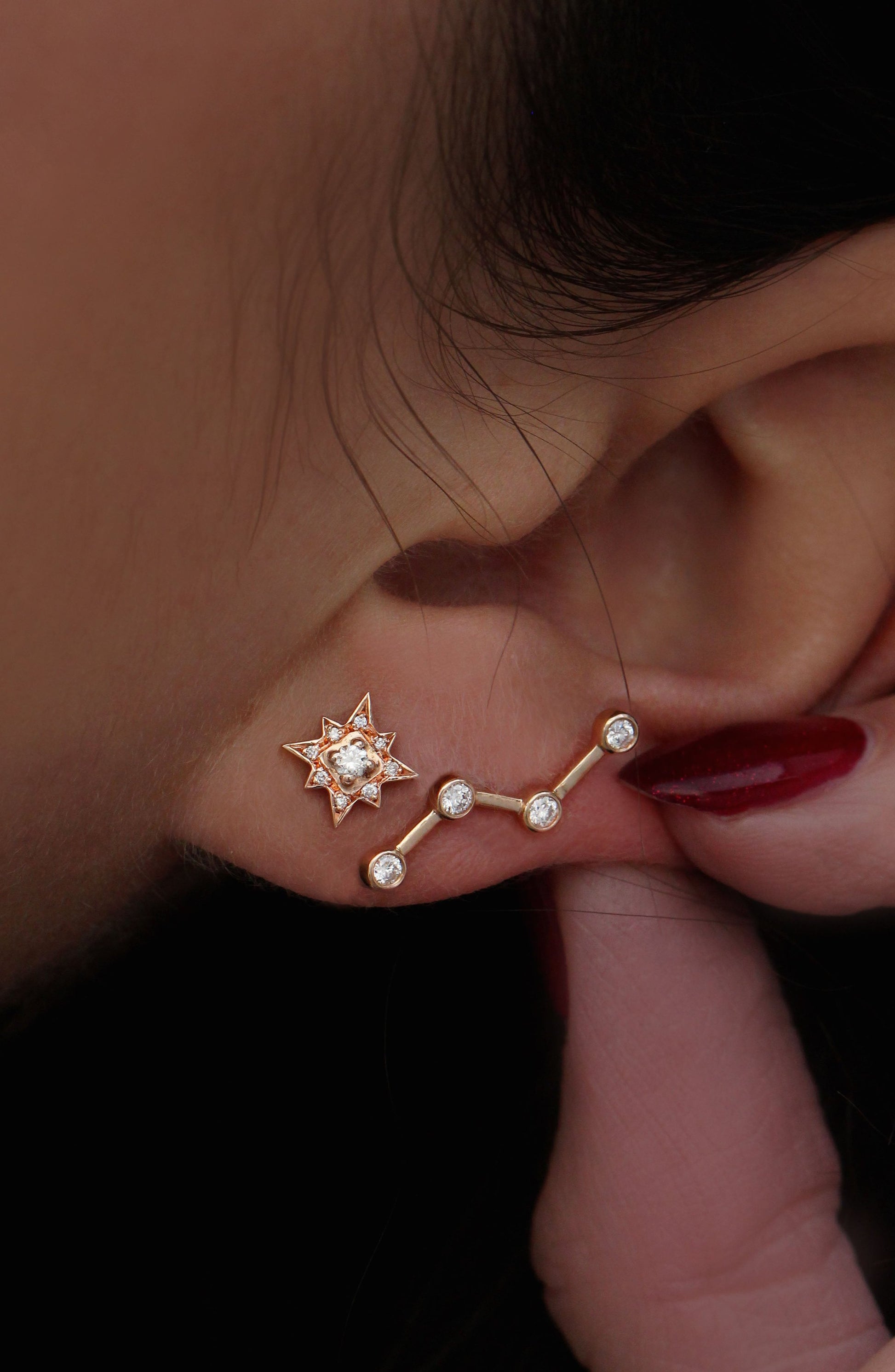 14kt gold and diamond constellation studs - Luna Skye