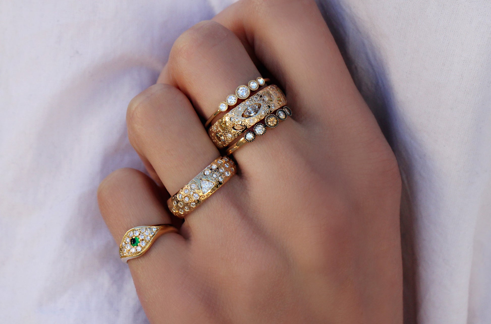 14kt gold champagne diamond Stardust ring - Luna Skye