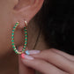 14kt gold floating emerald hoops