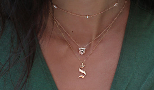 14kt gold initial necklace - Luna Skye
