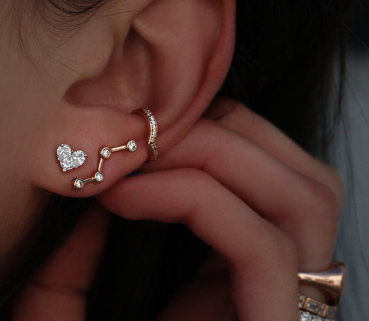 14kt gold and full diamond mini heart stud - Luna Skye